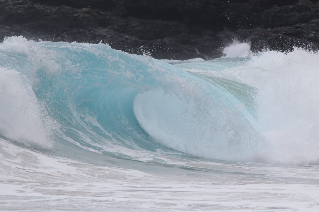 Makapu'u, a notorious bodyboarding location, is known for its powerful and dangerous shore break. 